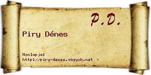 Piry Dénes névjegykártya